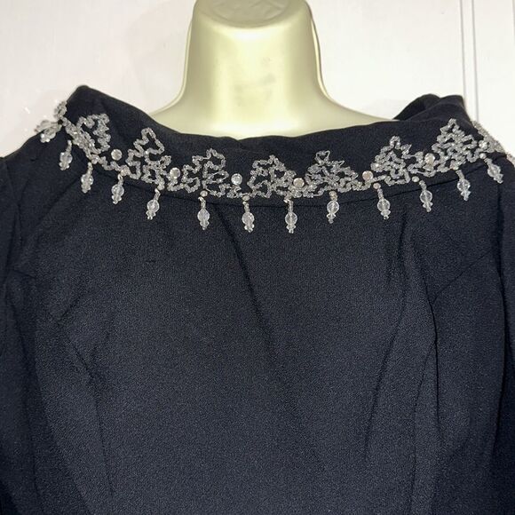 Vintage 60s dressy beaded & sequined black blouse - Picture 2 of 9
